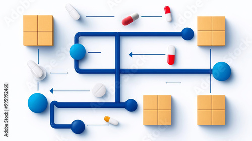 Pharmaceutical logistics and supply chain flowchart, process opt