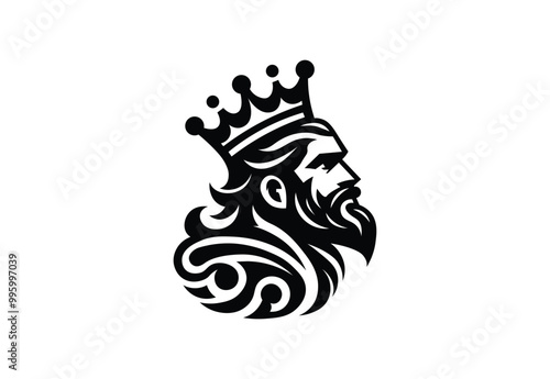 King Logo.King Icon.King with Crown Logo On White Background