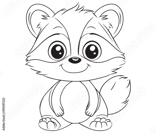 Racoon coloring pages for kids, outline racoon, racoon vector