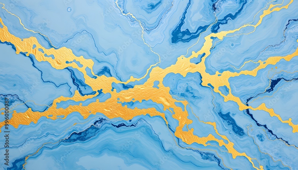 Abstract Blue and Gold Marble Texture Artwork Abstract Blue and Gold Marble Texture Artwork