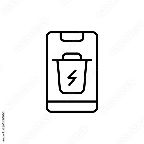 Cleaning app outline icons, minimalist vector illustration ,simple transparent graphic element .Isolated on white background