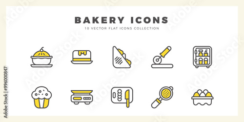 10 Bakery Two Color icons pack. vector illustration.