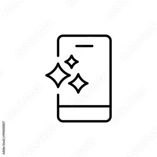Cleaning app outline icons, minimalist vector illustration ,simple transparent graphic element .Isolated on white background