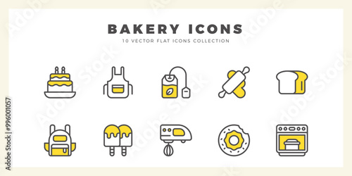 10 Bakery Two Color icons pack. vector illustration.