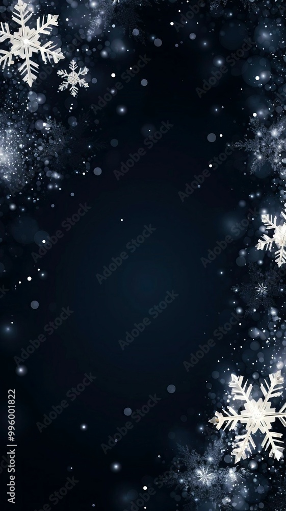 snowflakes frame against navy blue background, banner with copy space, Christmas, New Year, winter holidays. background for winter-themed events or sales promotions, web design during winter season snowflakes frame against navy blue background, banner with copy space, Christmas, New Year, winter holidays. background for winter-themed events or sales promotions, web design during winter season