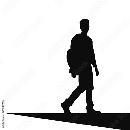 vector silhouette of people walking black color isolated on white background