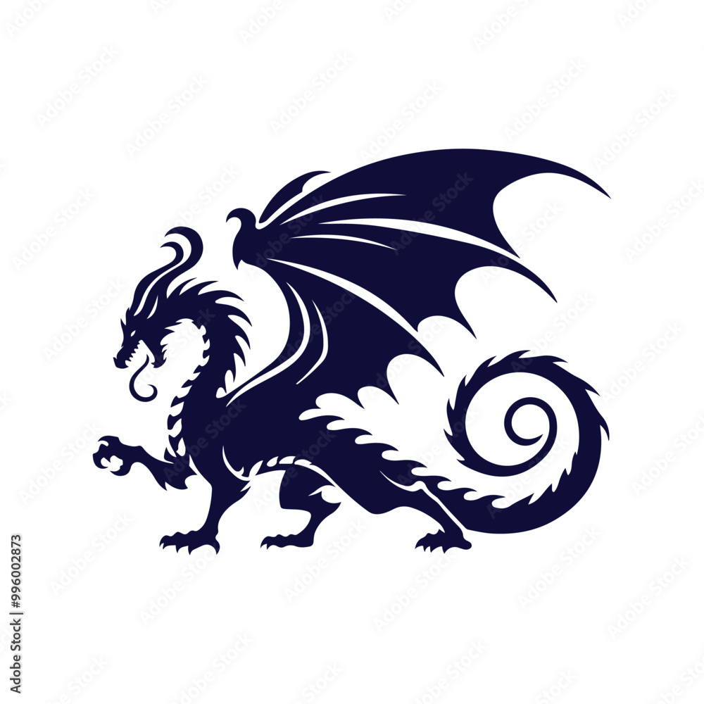 Naklejka premium dragon silhouette vector illustration