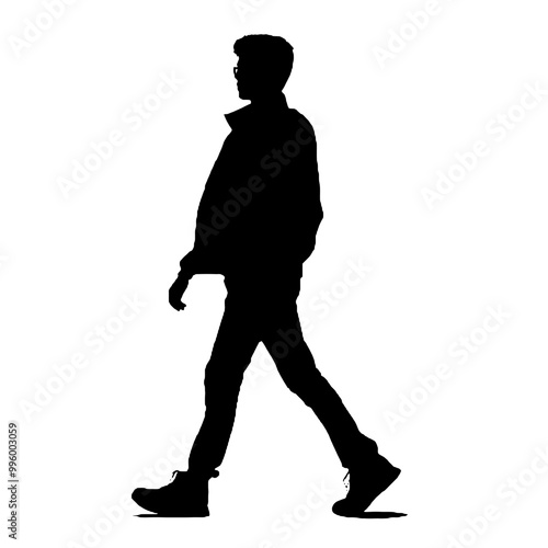 vector silhouette of people walking black color isolated on white background