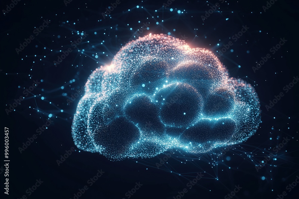 A computer generated brain with blue and red colors A computer generated brain with blue and red colors