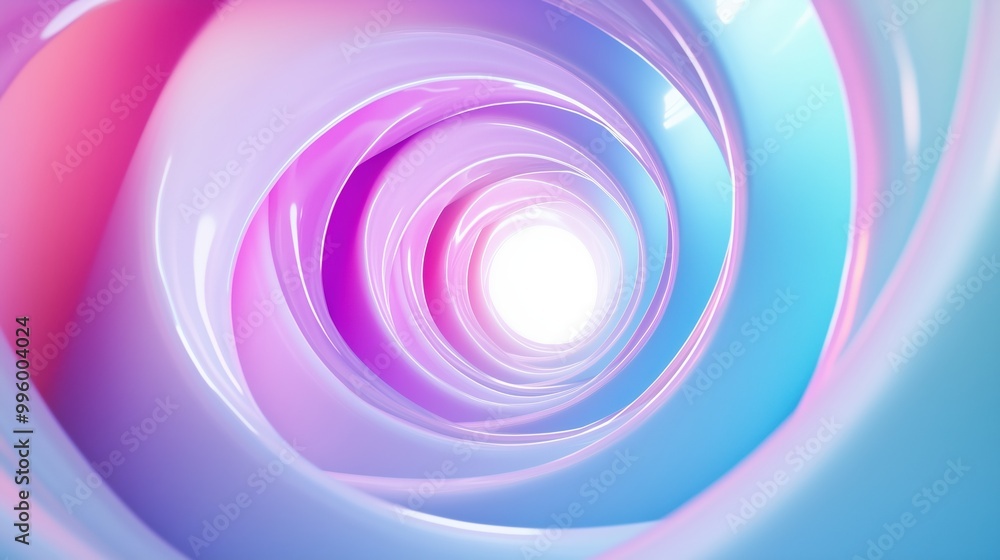 A spiral shaped tunnel with a white light at the end A spiral shaped tunnel with a white light at the end