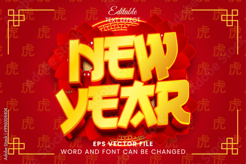 Luxury gold chinese new year 3d editable vector text effect