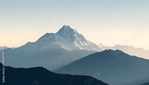 Majestic Snow-Capped Mountain Peak at Sunrise