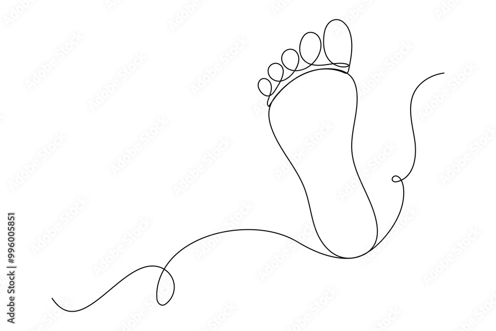 Fototapeta premium Continuous one line foot vector art illustration 