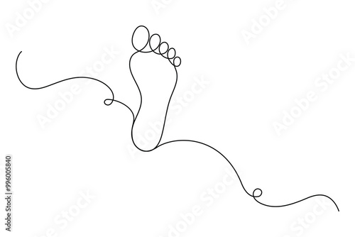 Continuous one line foot vector art illustration