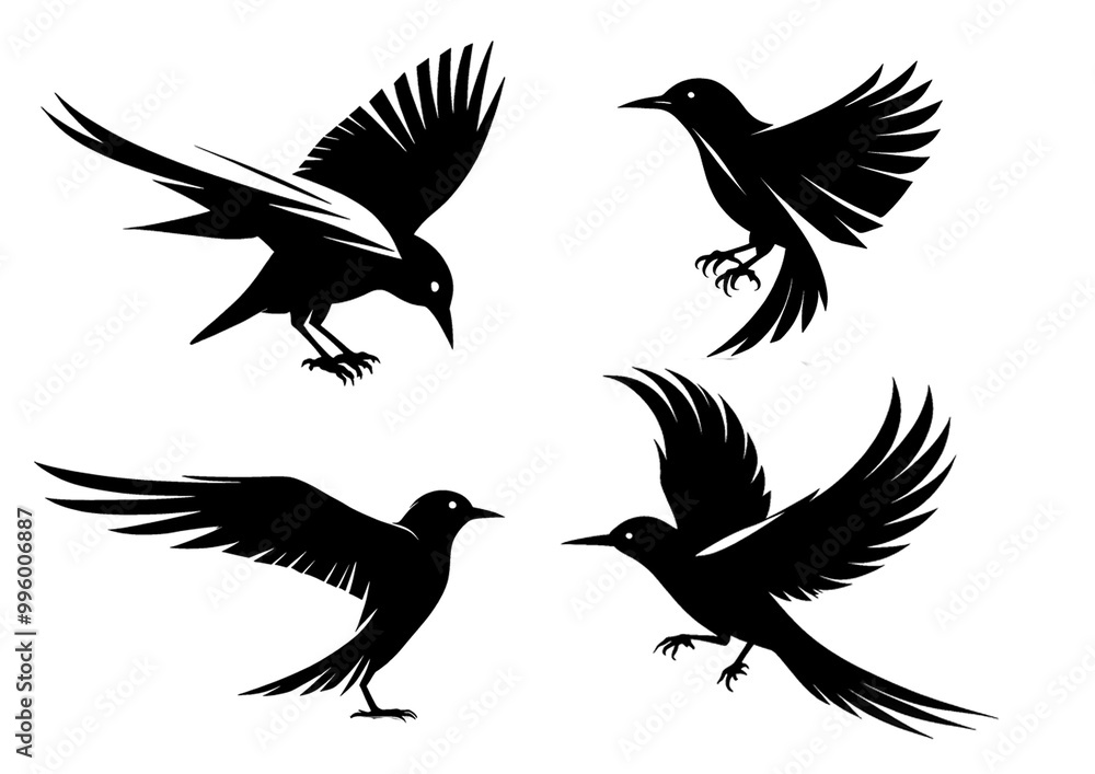 Obraz premium Silhouette bird illustration logo created with Generative Ai technology