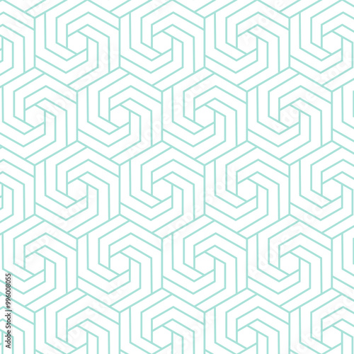 Seamless Abstract Floral Lattice Pattern in Aqua