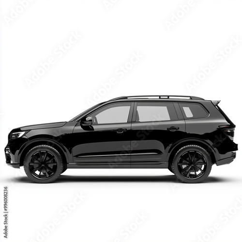 Black midsize city SUV for a family on a white background 3d rendering -