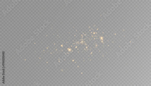 Golden sequins glow with many lights. Glittering dust. Luxurious background of golden particles.