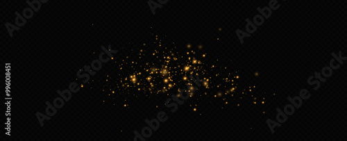 Golden sequins glow with many lights. Glittering dust. Luxurious background of golden particles.