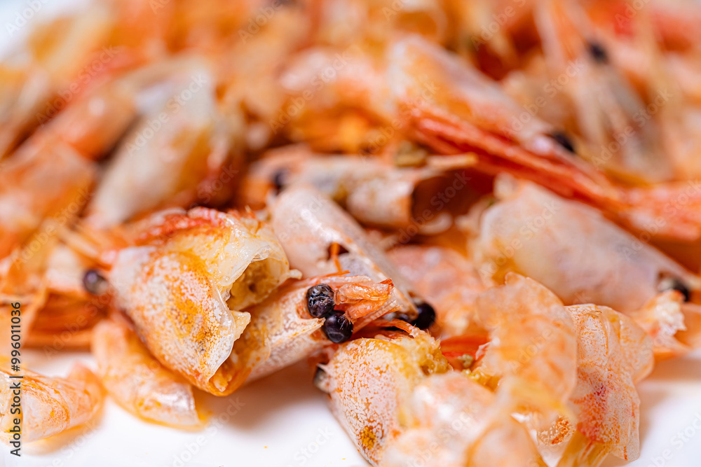 Freshly cooked shrimp ready for a seafood feast. Freshly cooked shrimp ready for a seafood feast.