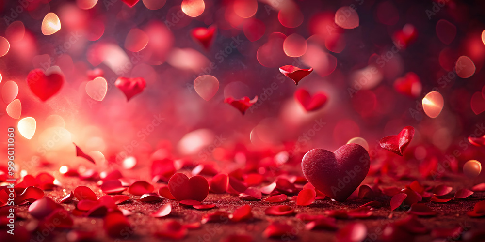 Blurred red hearts and petals on red background, love, valentine, romance, passion, abstract, vibrant, symbolic Blurred red hearts and petals on red background, love, valentine, romance, passion, abstract, vibrant, symbolic