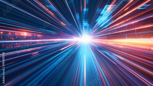 Cyber technology backdrop with streaks of light, representing high-speed global data transfer and digital connectivity.