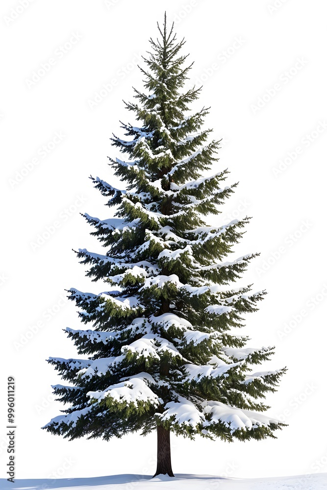 Snow Dusted Fir Tree Isolated on White Background Snow Dusted Fir Tree Isolated on White Background