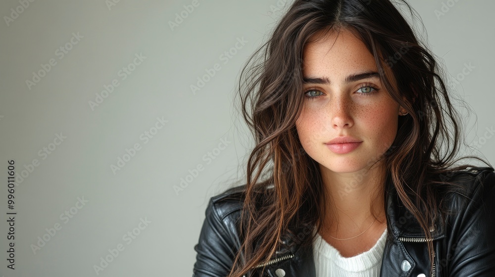 Beautiful Young Woman with Long Brown Hair and Green Eyes Beautiful Young Woman with Long Brown Hair and Green Eyes