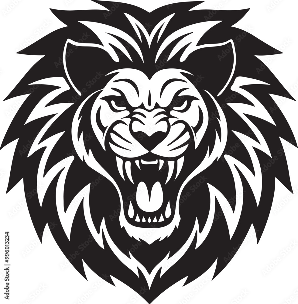 Obraz premium lion head silhouette vector art illustrator (33)