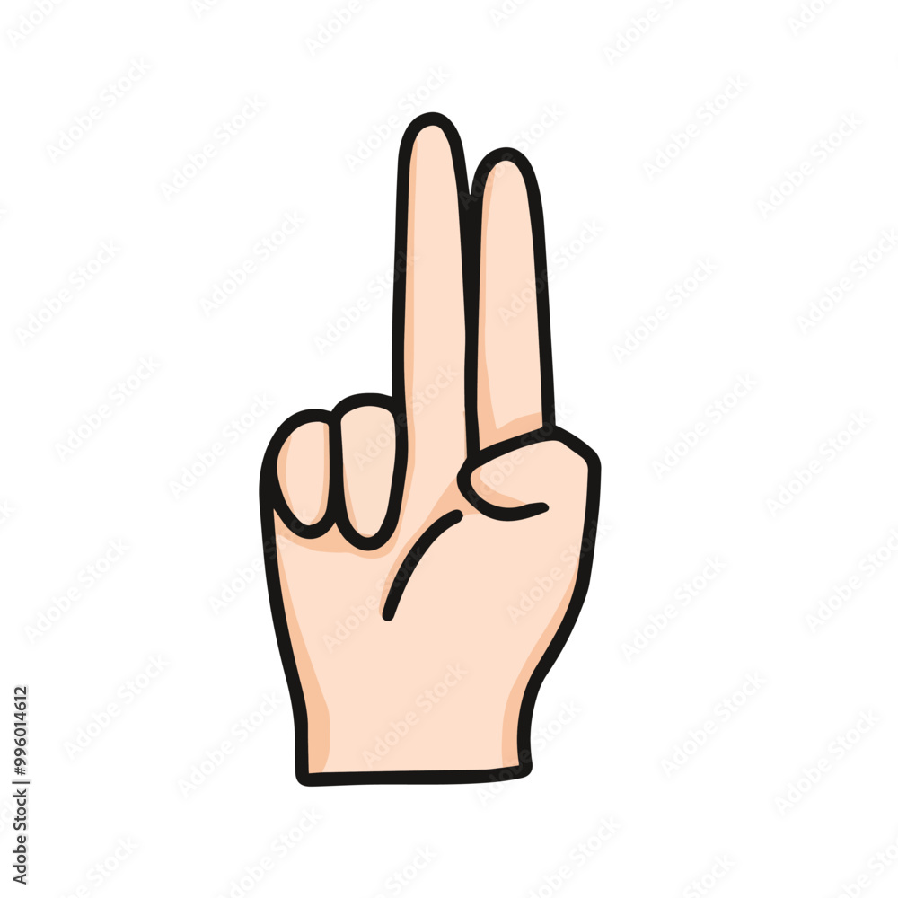 vector illustration of hand showing peace sign, number two for counting number, and playing rock paper scissor vector illustration of hand showing peace sign, number two for counting number, and playing rock paper scissor