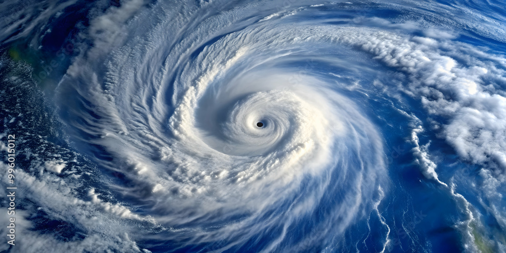 Aerial view of a massive tropical cyclone spinning over the ocean, storm, hurricane, cyclone, weather, natural disaster, extreme Aerial view of a massive tropical cyclone spinning over the ocean, storm, hurricane, cyclone, weather, natural disaster, extreme
