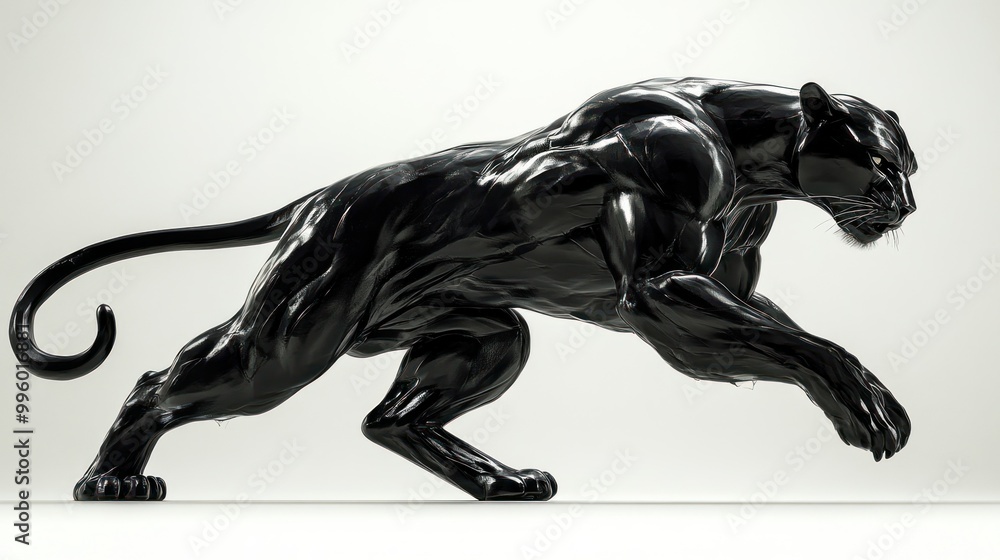 Fototapeta premium A Black Panther in a Powerful Pose