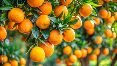 A close-up shot of an orange tree with ripe oranges hanging from the branches , oranges, tree, fresh, harvest, citrus, grove