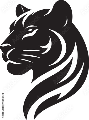 panther head logo simple vector black and white