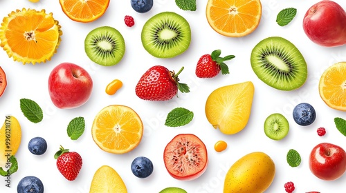 Colorful assortment of fresh fruits.