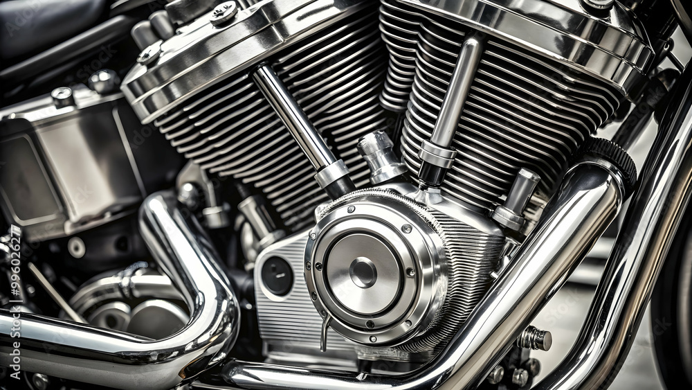 Close-up view of a black and white motorcycle engine, motorcycle, engine, close-up, black and white, vehicle, motorbike Close-up view of a black and white motorcycle engine, motorcycle, engine, close-up, black and white, vehicle, motorbike