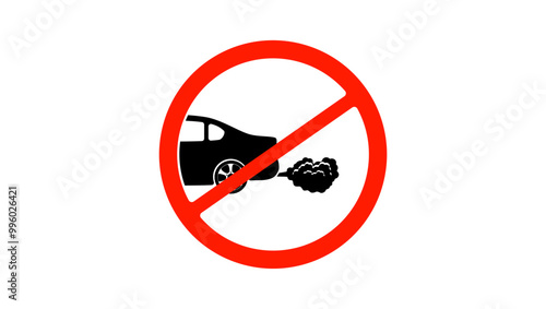 No Exhaust Gases sign, Black and red Isolated Silhouette