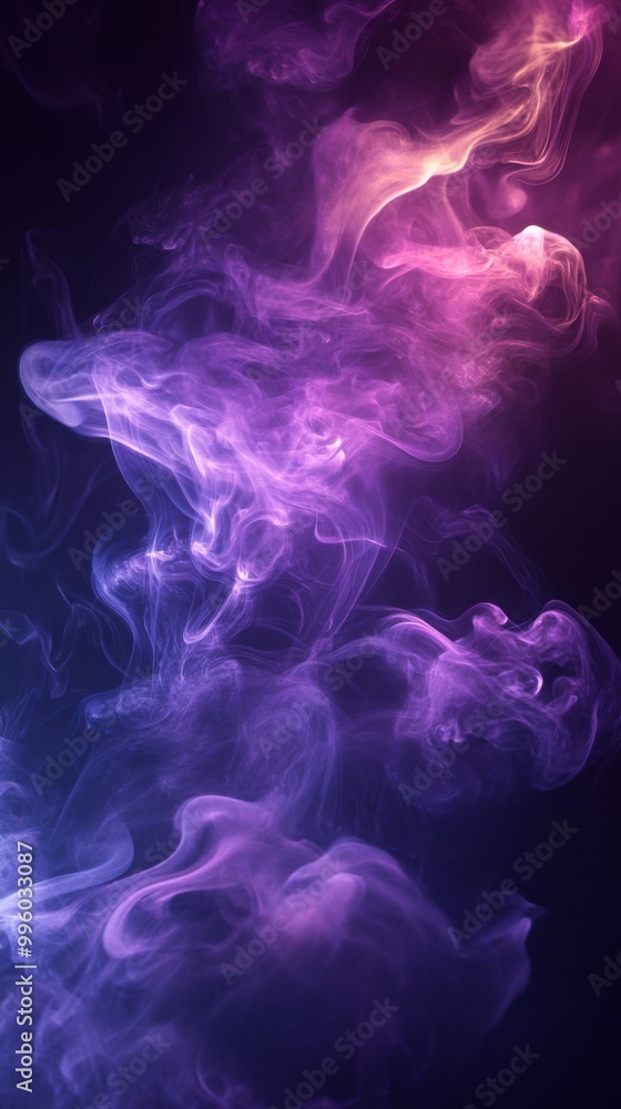 Vibrant abstract smoke in purple and blue hues on a dark background. Vibrant abstract smoke in purple and blue hues on a dark background.