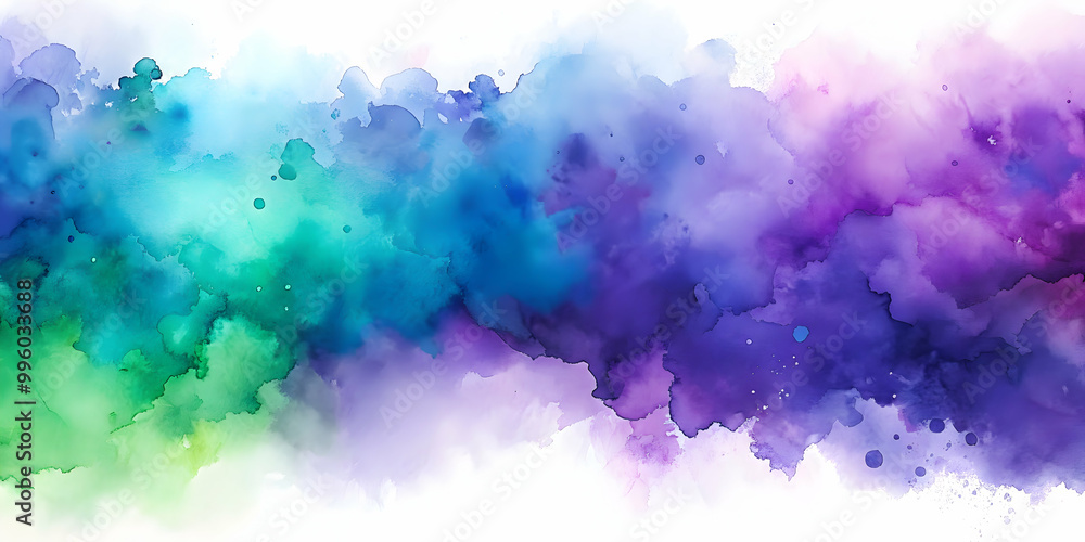 Fototapeta premium Abstract watercolor background in shades of blue, green, and purple , watercolor, abstract, background, texture, paint, artistic