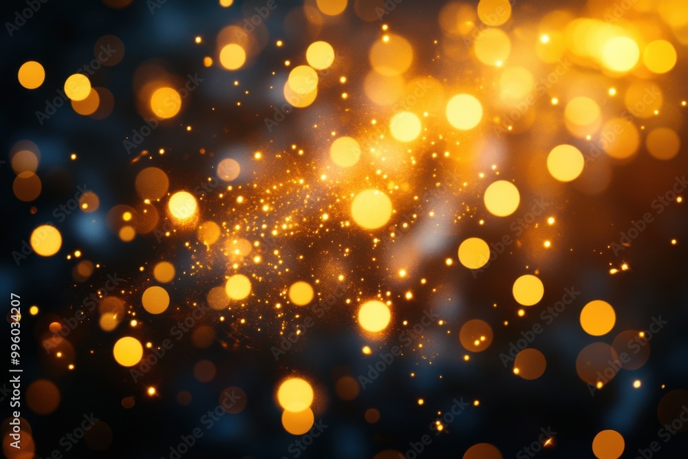 Glowing orange bokeh lights against a dark background, creating a mystical atmosphere. Glowing orange bokeh lights against a dark background, creating a mystical atmosphere.