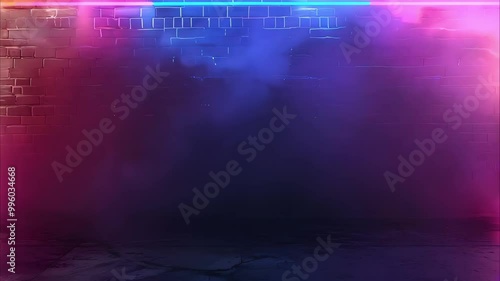 Wallpaper Mural A vibrant, foggy background with neon lights in pink and blue, suggesting a futuristic or nightclub atmosphere. Torontodigital.ca