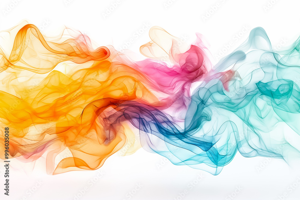 Colorful wisps of smoke twist and dance across a bright background, forming a dynamic and abstract pattern. The vibrant hues create an energetic atmosphere that enhances any space Colorful wisps of smoke twist and dance across a bright background, forming a dynamic and abstract pattern. The vibrant hues create an energetic atmosphere that enhances any space