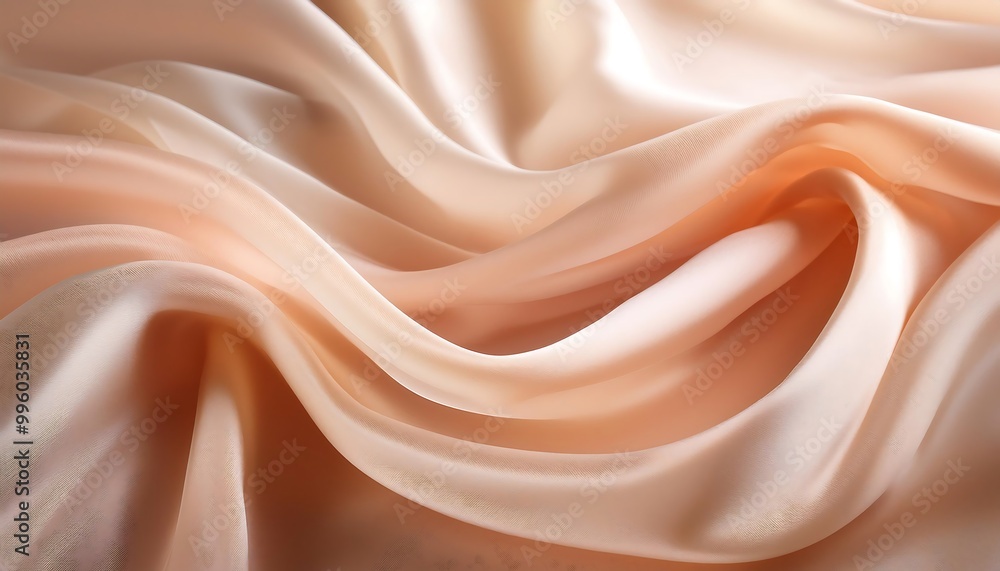 Soft flowing fabric with gentle peach and cream tones, featuring elegant sheer drapes in a serene abstract background. Luxurious silky textures and subtle light effects enhance the delicate, tranquil Soft flowing fabric with gentle peach and cream tones, featuring elegant sheer drapes in a serene abstract background. Luxurious silky textures and subtle light effects enhance the delicate, tranquil