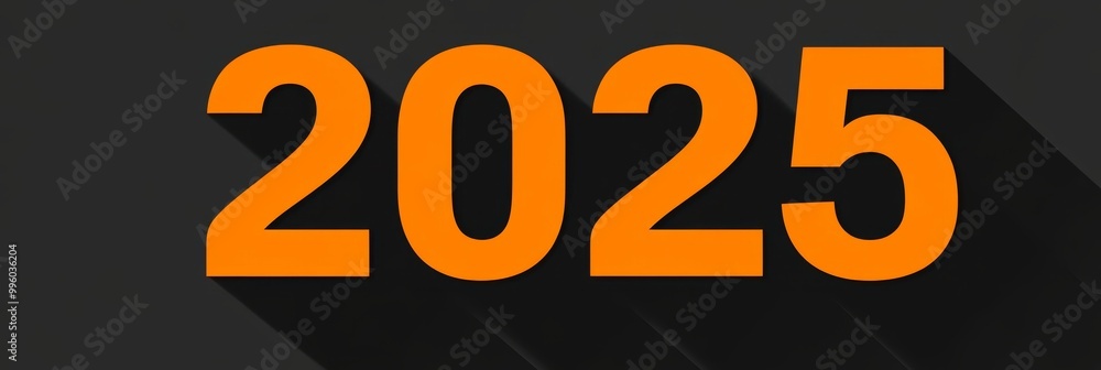 2025 Orange Bold Numbers on Dark Gray Background, New Year Concept, Futuristic Design 2025 Orange Bold Numbers on Dark Gray Background, New Year Concept, Futuristic Design