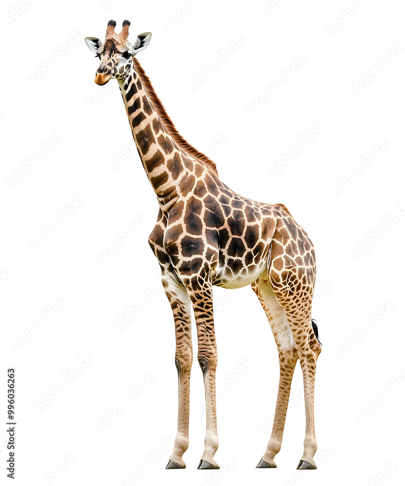 Fototapeta premium Giraffe animal wildlife zoo safari africa, Transparent background