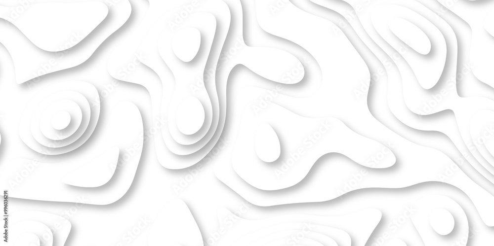 Abstract wavy line 3d paper cut white background with shadows. Abstract realistic papercut decoration textured with wavy layers. Topographic contour lines vector map seamless pattern vector. Abstract wavy line 3d paper cut white background with shadows. Abstract realistic papercut decoration textured with wavy layers. Topographic contour lines vector map seamless pattern vector.
