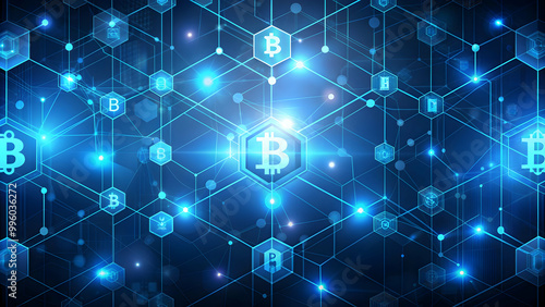 Abstract background featuring crypto and BTC bitcoin blockchain technology with digital money elements, cryptocurrency