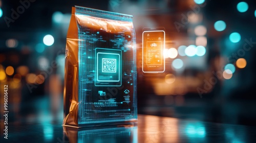 Innovative Futuristic Food Packaging with Holographic Interface and QR Code Scanning for Nutritional Information Display on Smartphone