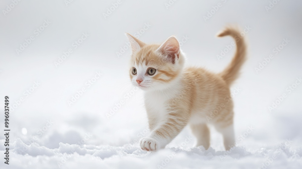 A Playful Kitten Walking Through Freshly Fallen Snow A Playful Kitten Walking Through Freshly Fallen Snow