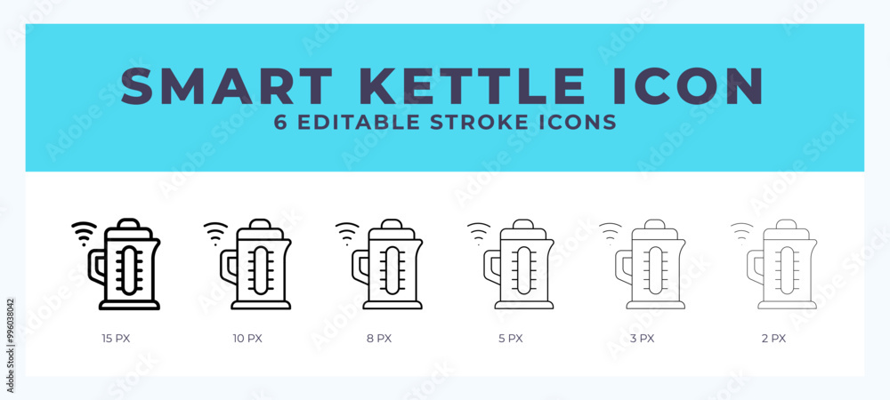 Smart kettle line icon. Vector icon symbol. Logo illustration. Editable line icon. Smart kettle line icon. Vector icon symbol. Logo illustration. Editable line icon.